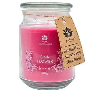 Lumânare Arome 510 g, din sticlă, Pink flower, roz imagine