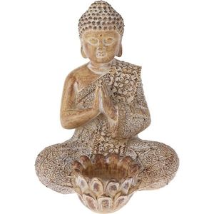 Decorațiune de grădină Buddha pentru lumânare , 14 x 19 x 13 cm, nisipiu, naturală imagine