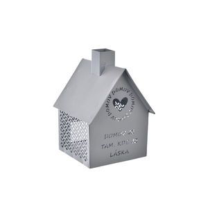 Suport metalic pentru lumânări InDecor LittleHouse gri, 12 x 12 x 15 cm imagine
