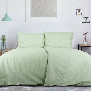 B.E.S. Petrovice Lenjerie de pat creponată TopClass Green flowers, 140 x 200 cm, 70 x 90 cm imagine