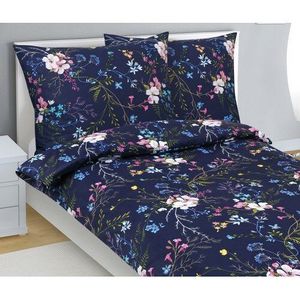 Bellatex Lenjerie de pat din bumbac Floare de măr, albastru închis, 140 x 200 cm, 70 x 90 cm imagine