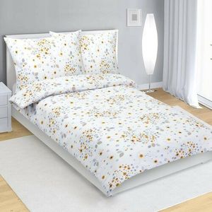 Lenjerie de pat creponată Bellatex Flori gri, galben , 140 x 220 cm, 70 x 90 cm, 140 x 220 cm, 70 x 90 cm imagine