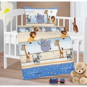 Bellatex Lenjerie de pat pentru copii din crepAgáta Safari albastru, 90 x 135 cm, 45 x 60 cm imagine