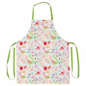 Șorț de bucătărie cu bujori în culori roz, 85 x 70cm imagine