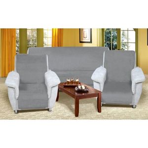 Cuverturi de canapea şi fotolii Korall micro, gri, 150 x 200 cm, 2 buc. 65 x 150 cm imagine