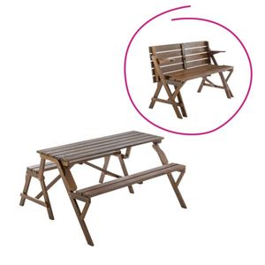Masă/bancă de grădină, 2 în 1, maro, ZAGIR imagine
