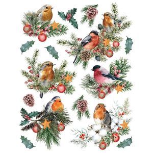 Autocolant de Crăciun pentru fereastră Păsări, 33x 50 cm imagine