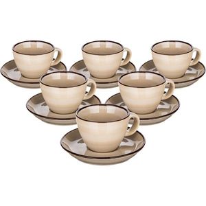 Set de 6 cești cu farfurioare Banquet Palas 90 ml, crem, crem deschis imagine