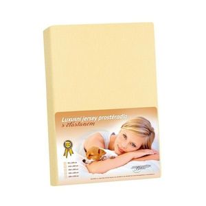 Cearșaf din jersey cu elastan, culoare vanilie, galben deschis, 160 x 200 cm imagine