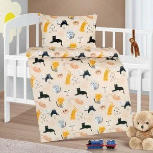Bellatex Lenjerie de pat din bumbac pentru copiiAgáta Pisicuțe bej, 90 x 135 cm, 45 x 60 cm imagine