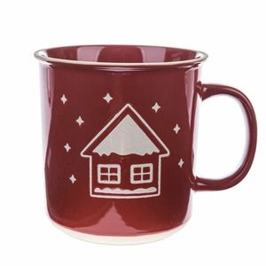 Cană de Crăciun din ceramică Snowy cottage , roșu, 710 ml imagine