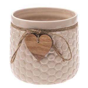 Mască de ghiveci din ceramică Heart, bej, 12, 5 x 14 cm, bej imagine
