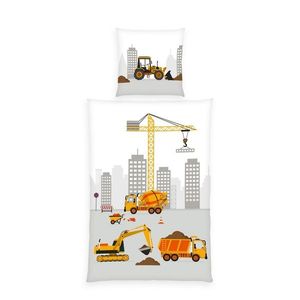 Lenjerie de pat din bumbac pentru copii Herding Construcții, 135 x 200 cm, 80 x 80 cm imagine