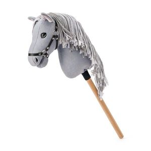 Faunica Hobby horse Apollo, gri, cal pe bară, coamă din sfoară, gri imagine