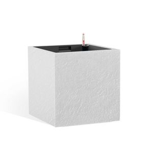 Ghiveci cu auto-udare Flower Lover CubicoStone alb, 27 cm, alb, 27 cm imagine