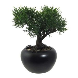 Bonsai artificial Cedru, în ghiveci, verde, 19 cm imagine