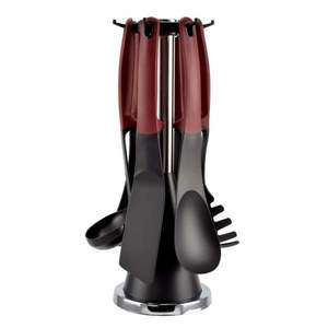 Set de Servire din Plastic cu Mâner din Silicon, 6 Piese + Suport imagine