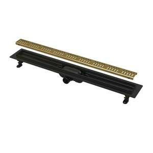 Set rigola dus BLACK EDITION cu capac auriu Alcadrain APZ10-BLACK BRASS Simple (Tip: Set rigola dus BLACK EDITION cu capac auriu Alcadrain APZ10-BLACK BRASS Simple (Lungime Rigola: 950MM)) imagine