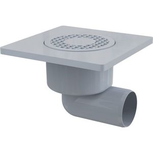 Sifon pardoseală 150×150/50 mm ieşire laterală, grătar de plastic gri, sistem de reţinere a mirosurilor umed imagine