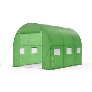 Sera tip tunel pentru gradina 3x2x2 m, cadru metalic galvanizat, 6 ferestre si folie PE verde imagine