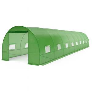 Sera tip tunel pentru gradina 3x8x2 m, cadru metalic galvanizat, 16 ferestre si folie PE verde imagine