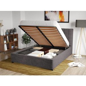 Pat Tapitat pentru saltea de 190 Adam rabatabil cu lada Gri - Poso 22 160x190 imagine