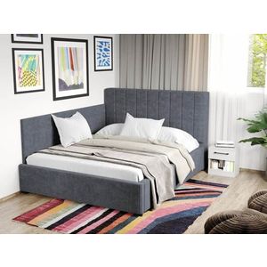 Pat Tapitat de colt Adam cu somiera fixa Gri - Poso 22 160x200 imagine