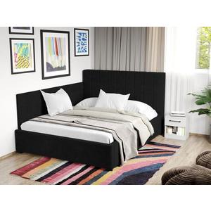 Pat Tapitat de colt Adam cu somiera fixa Negru - Poso 135 160x200 imagine