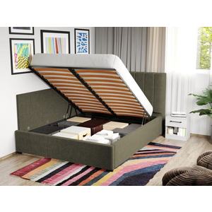 Pat Tapitat de colt pentru saltea de 190 Adam rabatabil cu lada Verde inchis - Eden 12 160x190 imagine