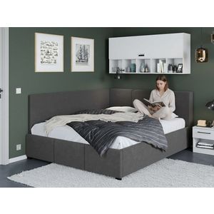 Pat Tapitat de colt Avelis cu somiera fixa Gri antracit - Swing 19 140x200 imagine