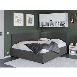 Pat Tapitat de colt Avelis cu somiera fixa Gri antracit - Swing 19 160x200 imagine