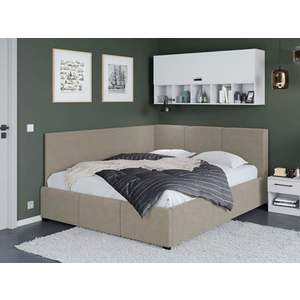 Pat Tapitat de colt Avelis cu somiera fixa Bej-Swing 2 140x200 imagine