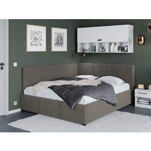 Pat Tapitat de colt Avelis cu somiera fixa Cappuccino - Swing 4 140x200 imagine