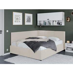 Pat Tapitat de colt Avelis cu somiera fixa Crem - Swing 1 140x200 imagine