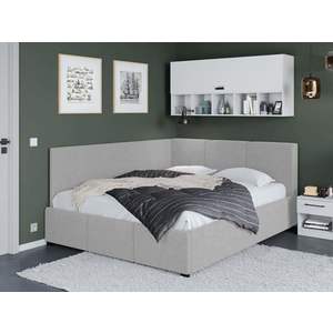 Pat Tapitat de colt Avelis cu somiera fixa Gri - Swing 16 140x200 imagine