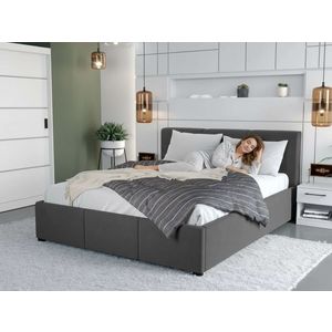 Pat Tapitat Avelis cu somiera fixa Gri antracit - Swing 19 140x200 imagine