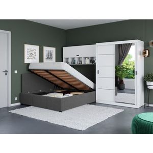 Set Mobila Dormitor Nordis 2.92m cu pat de colt rabatabil si oglinda imagine