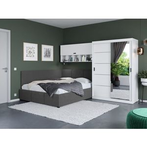 Set Mobila Dormitor Nordis 2.92m cu pat de colt fix si oglinda imagine
