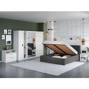 Set Mobila Dormitor Nordis Alb C30 tapitat / oglinda imagine