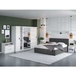 Set Mobila Dormitor Nordis Alb C29 tapitat / oglinda imagine