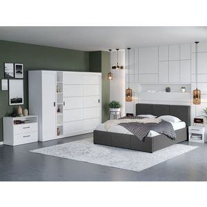 Set Mobila Dormitor Nordis Alb C35 tapitat imagine