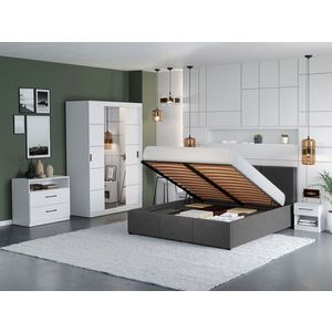 Set Mobila Dormitor Nordis Alb C34 tapitat / oglinda imagine