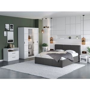 Set Mobila Dormitor Nordis Alb C33 tapitat / oglinda imagine