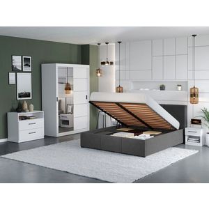 Set Mobila Dormitor Nordis Alb C32 tapitat / oglinda imagine