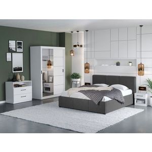 Set Mobila Dormitor Nordis Alb C31 tapitat / oglinda imagine