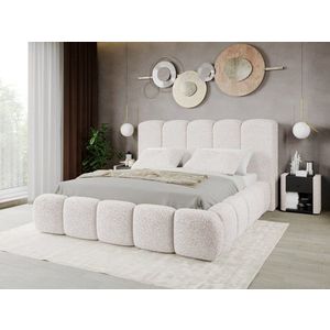 Pat Tapitat Noel tip bubble cu somiera fixa Alb - Rolf 4 180x200 imagine