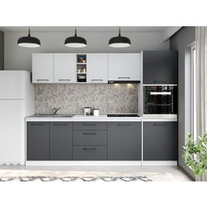 Set Mobila Bucatarie Mina Dual 260 Gri Antracit/Alb C172 imagine