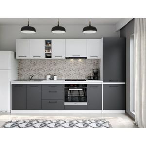 Set Mobila Bucatarie Mina Dual 300 Gri Antracit/Alb C183 imagine