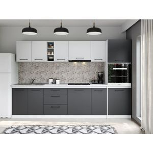 Set Mobila Bucatarie Mina Dual 300 Gri Antracit/Alb C182 imagine