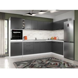 Set Mobila Bucatarie Colt Mina Grafit 300*160 Gri Antracit C199 imagine